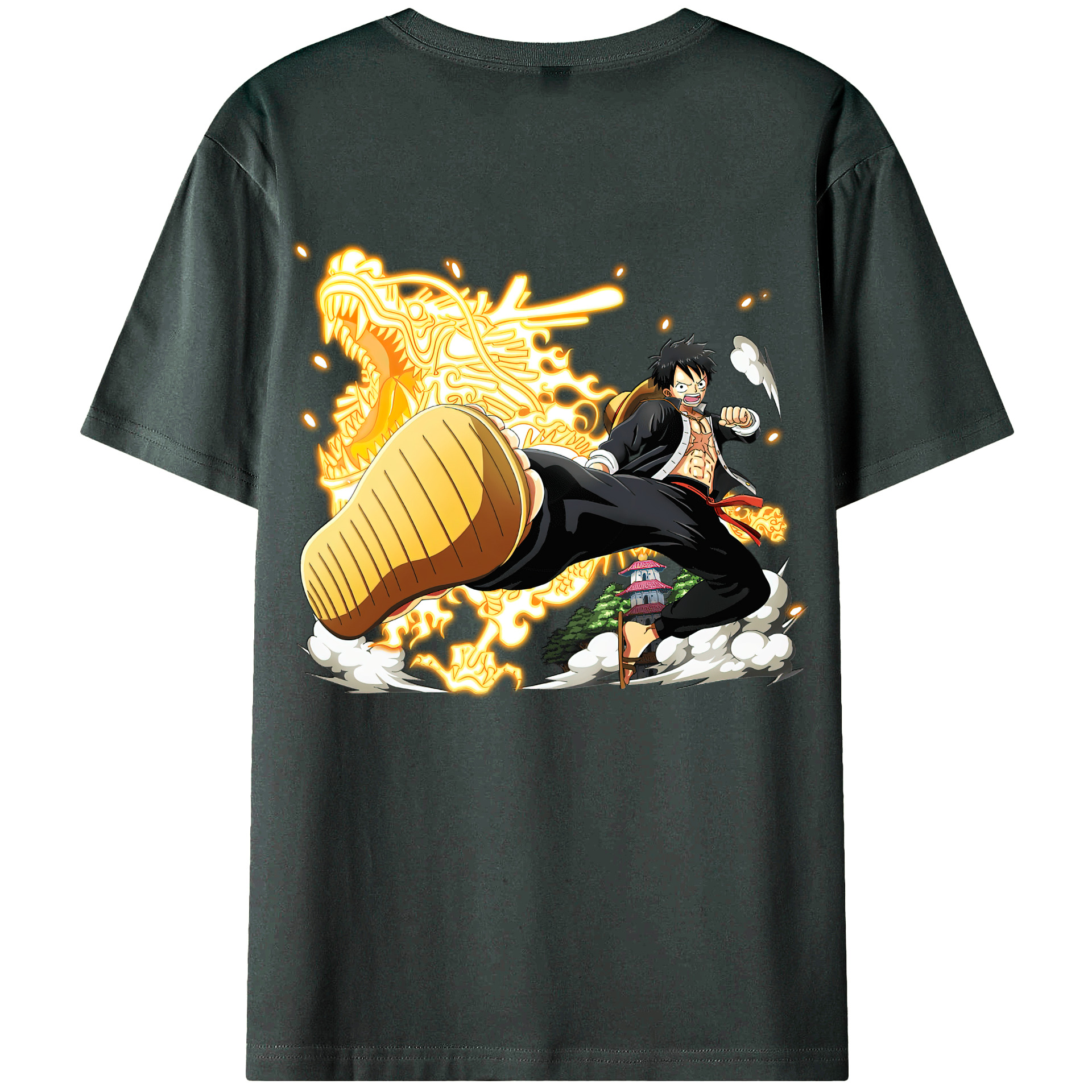 ワンピース モンキー・D・ルフィ ONE PIECE Monkey D. Luffy 綿100％ メンズ半袖Tシャツ（バックプリント） 通気性